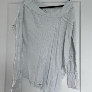 Free People Light Gray Long Sleeve Top
